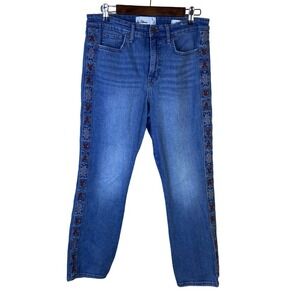 Sam‎ Edelman Size 31 High Rise Slim Straight Jeans Embroidered Southwestern Boho